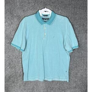 Fernando Pena Platinum Polo Shirt Mens Size Large Turquoise Knit Short Sleeve‎